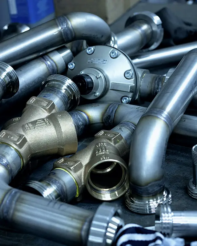 Neatly run supply pipework inside a residential wall cavity